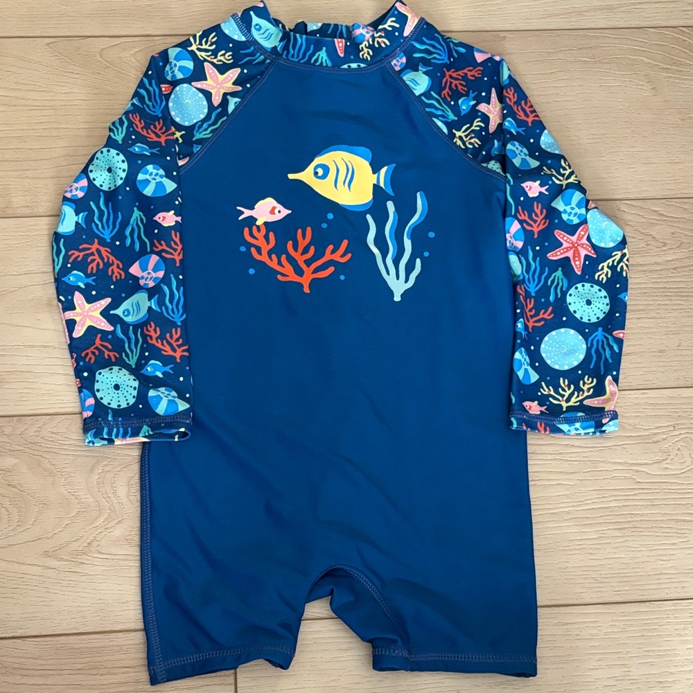 Kids Swimwear with Fish Print - Blue